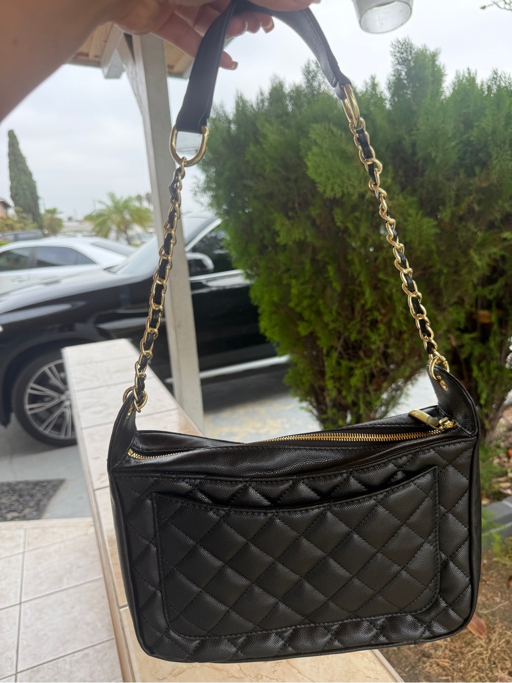 CHANEL Black Quilted CC Shoulder Bag with Gold-Tone Chain Strap - Picture 3 of 7